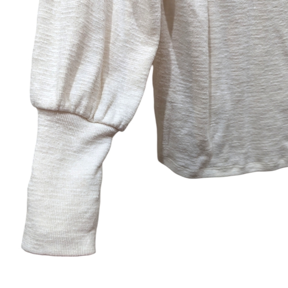 Anthropologie Pilcro Cozy Popover Ruffled V-Neck Blouson Sleeve Top (S) - Picture 6 of 9